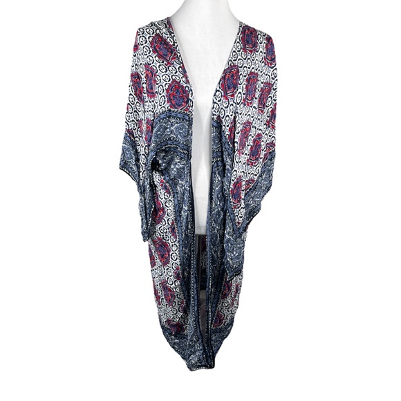 Express Other - Express Pattern Swim Cover Blue Red One Size Fits Most